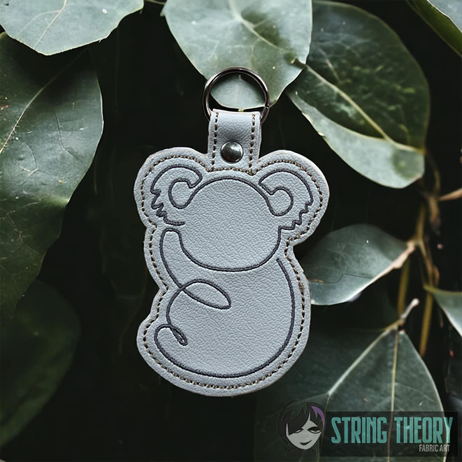 Continuous Line Koala Fob ITH machine embroidery design