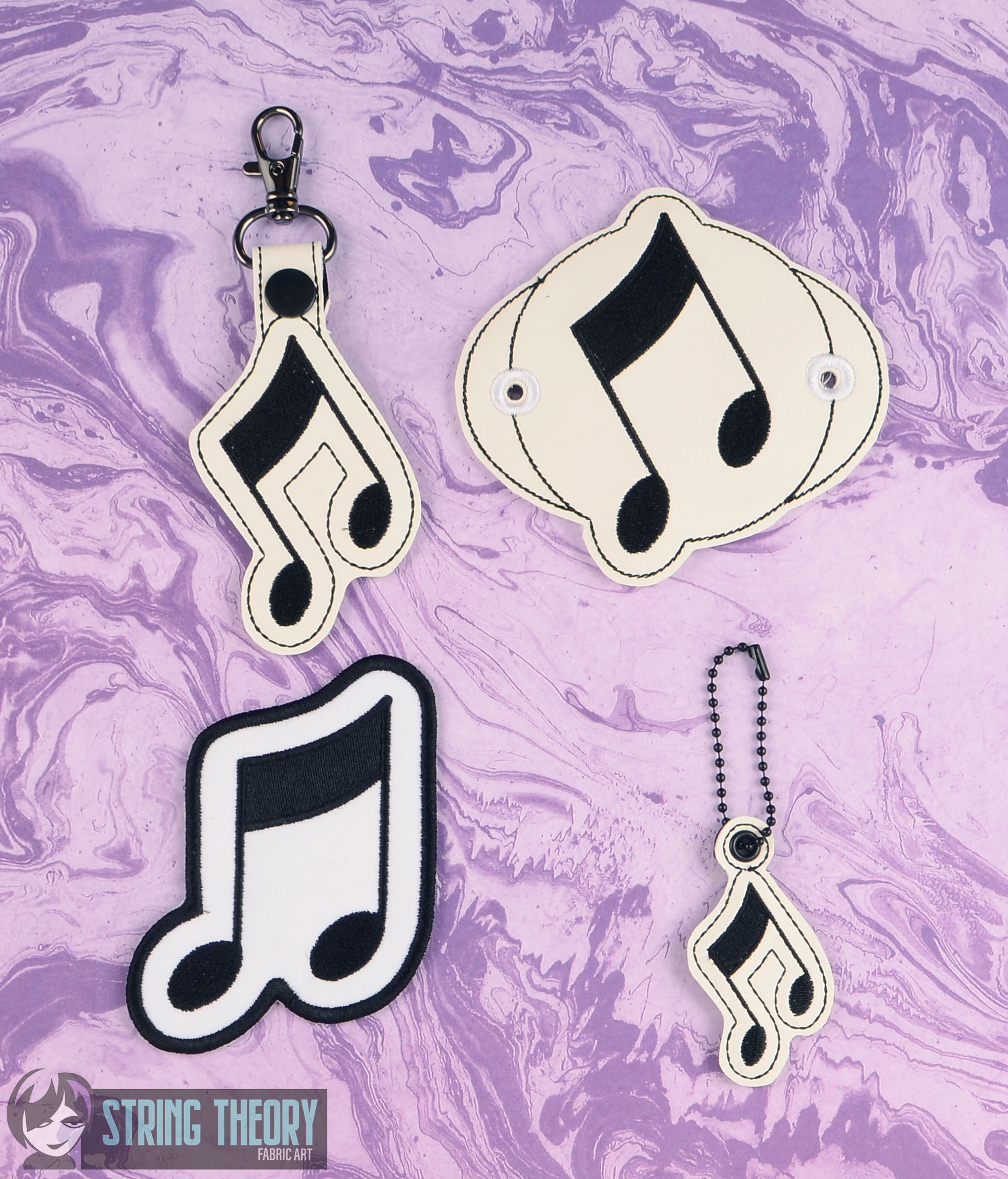 Beamed 8th Note ITH machine embroidery design