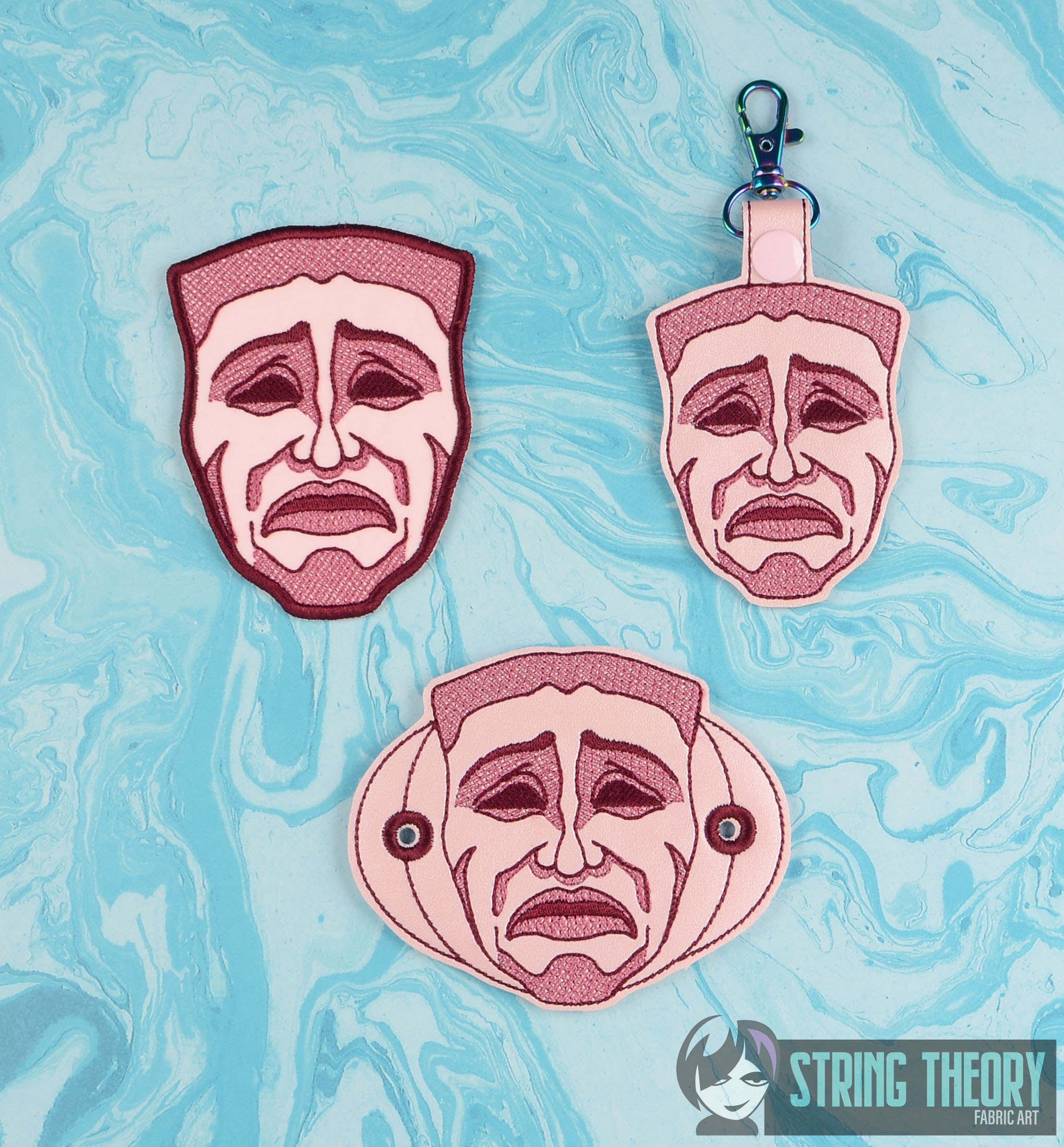 Tragedy Theater Mask ITH machine embroidery design