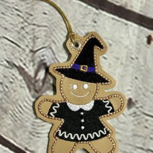 Gingerbread Witch ornament ITH Machine embroidery design