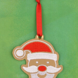 Gingerbread Cookie Santa Ornament ITH machine embroidery design