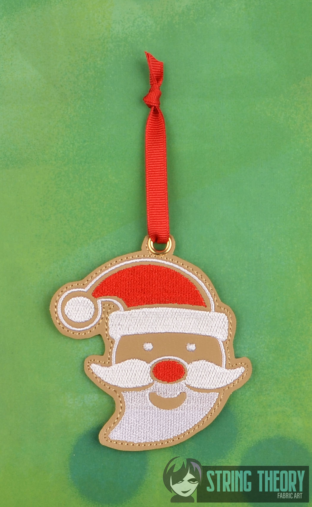 Gingerbread Cookie Santa Ornament ITH machine embroidery design