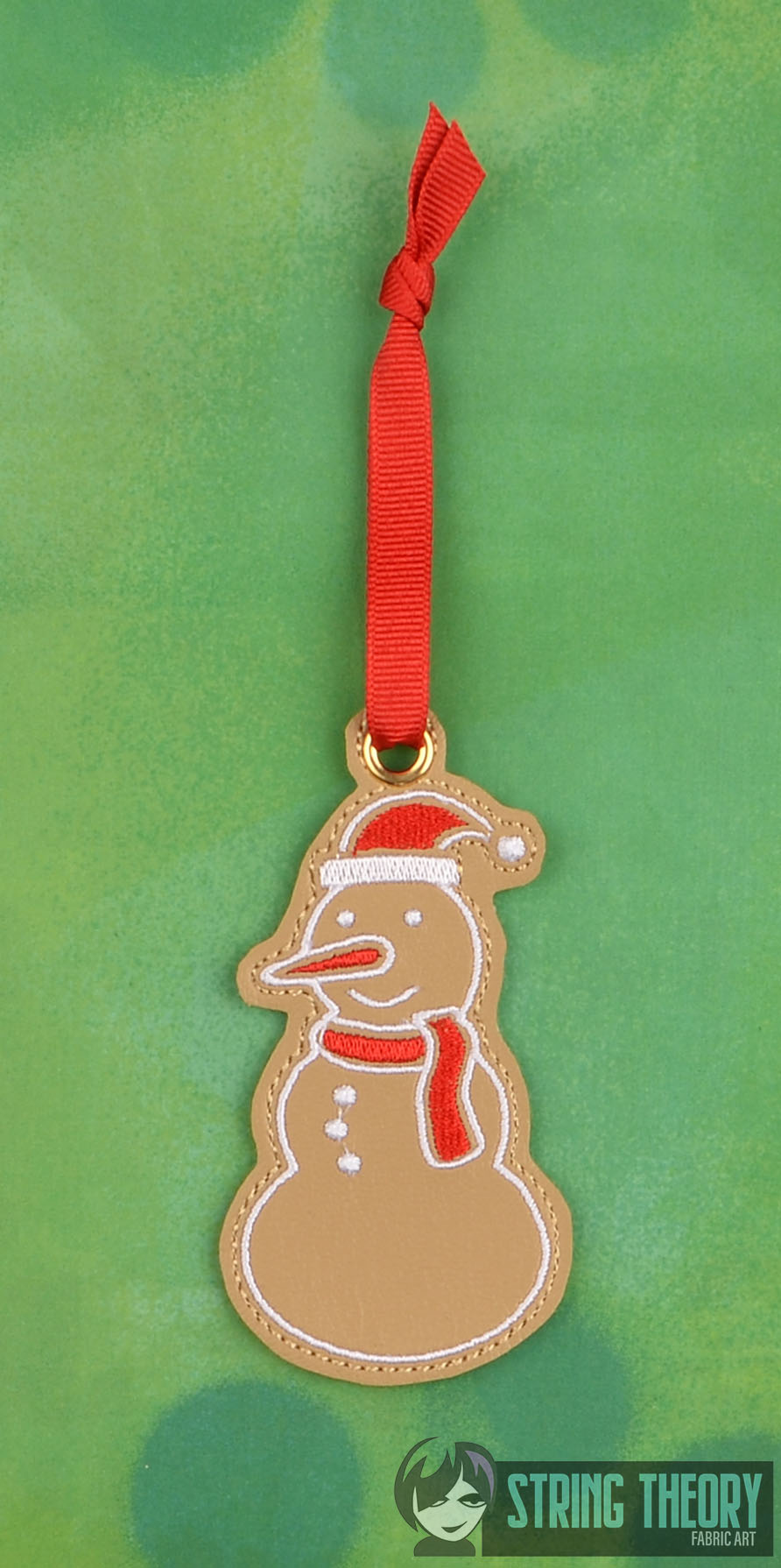 Gingerbread Cookie Snowman Ornament ITH machine embroidery design