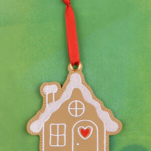 Gingerbread Cookie House Ornament ITH machine embroidery design