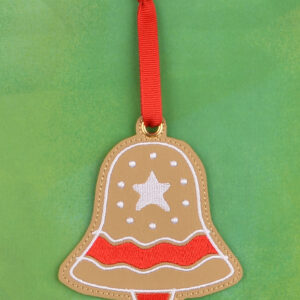 Gingerbread Cookie Bell Ornament ITH machine embroidery design
