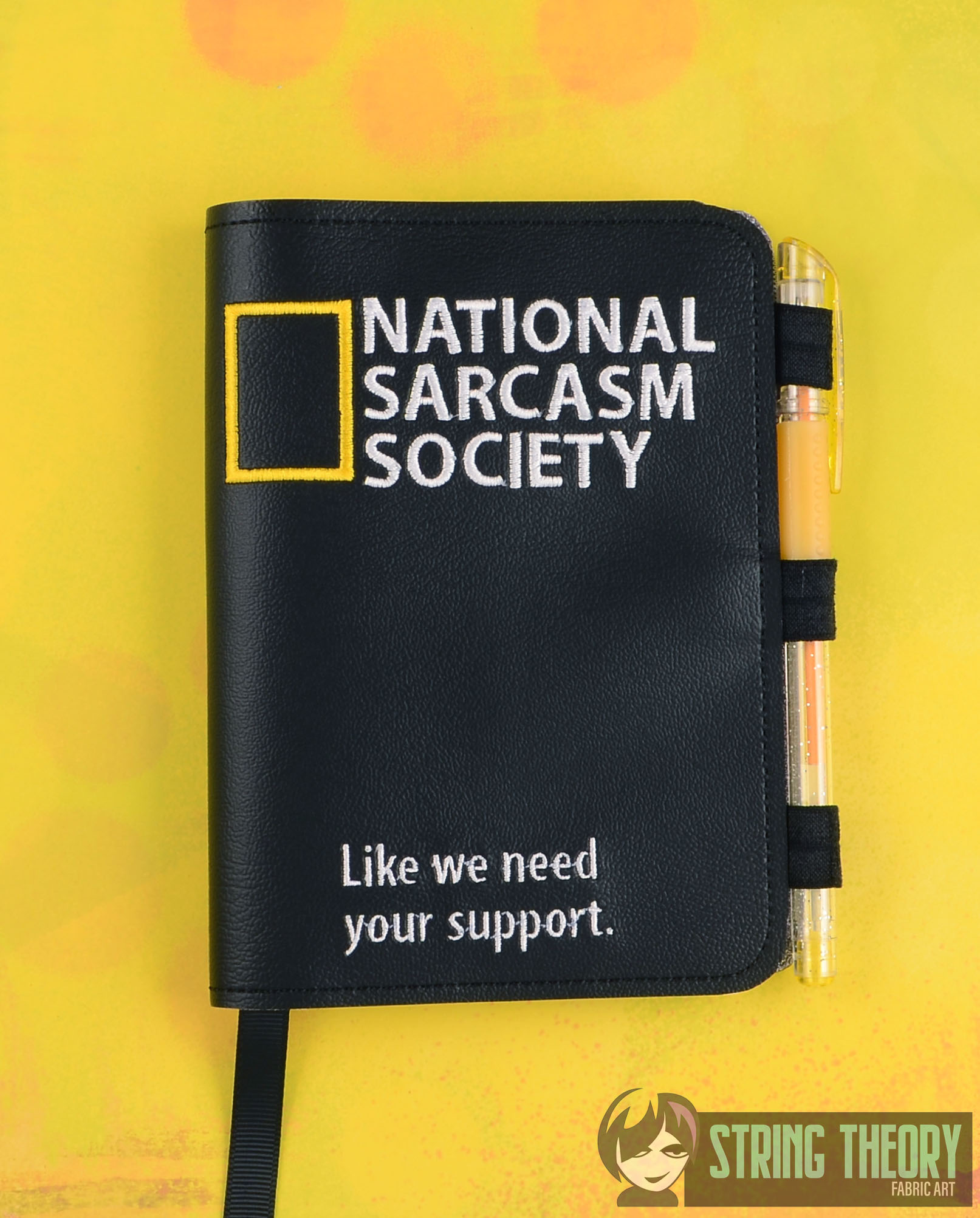 National Sarcasm Society Notebook Cover ITH machine embroidery design