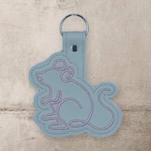 Continuous Line Mouse Fob ITH machine embroidery design
