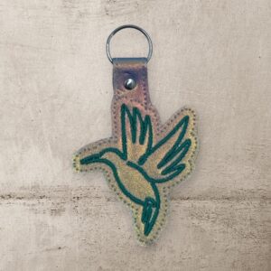 Continuous Line Hummingbird Fob ITH machine embroidery design
