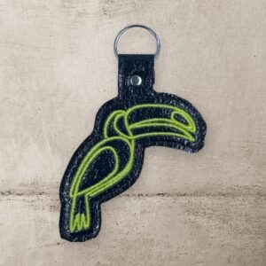 Continuous Line Toucan Fob ITH machine embroidery design