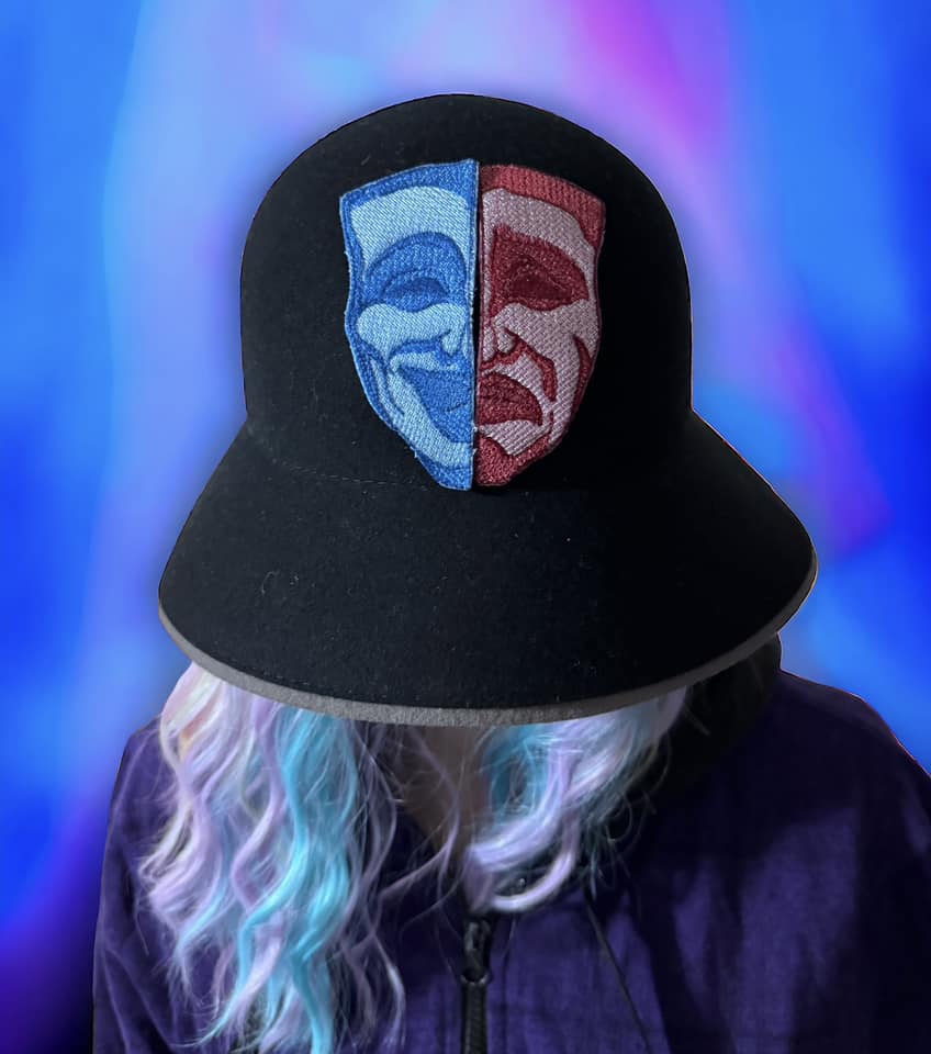 Tragedy Theater Mask Split Machine Embroidery Design