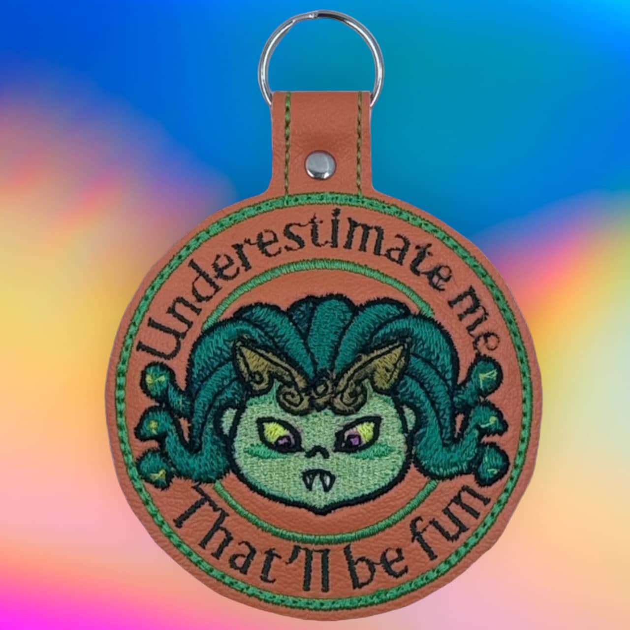 Slinky the Gorgon Fob ITH machine embroidery design