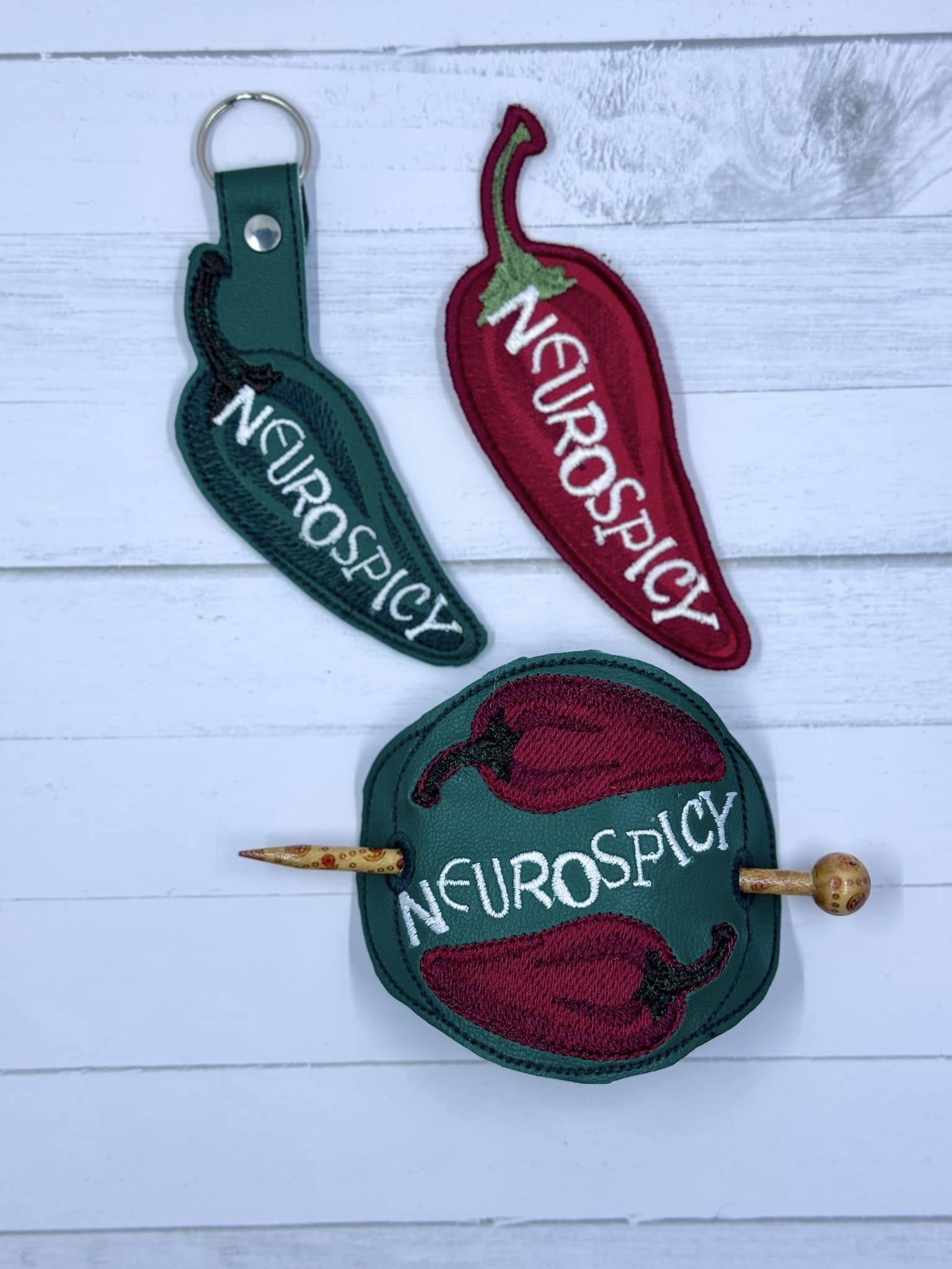 Neurospicy patch fob bun cover ITH Machine Embroidery Design