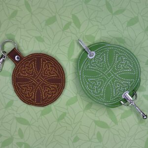 Celtic St.George Cross Fob bun cover ITH machine embroidery design