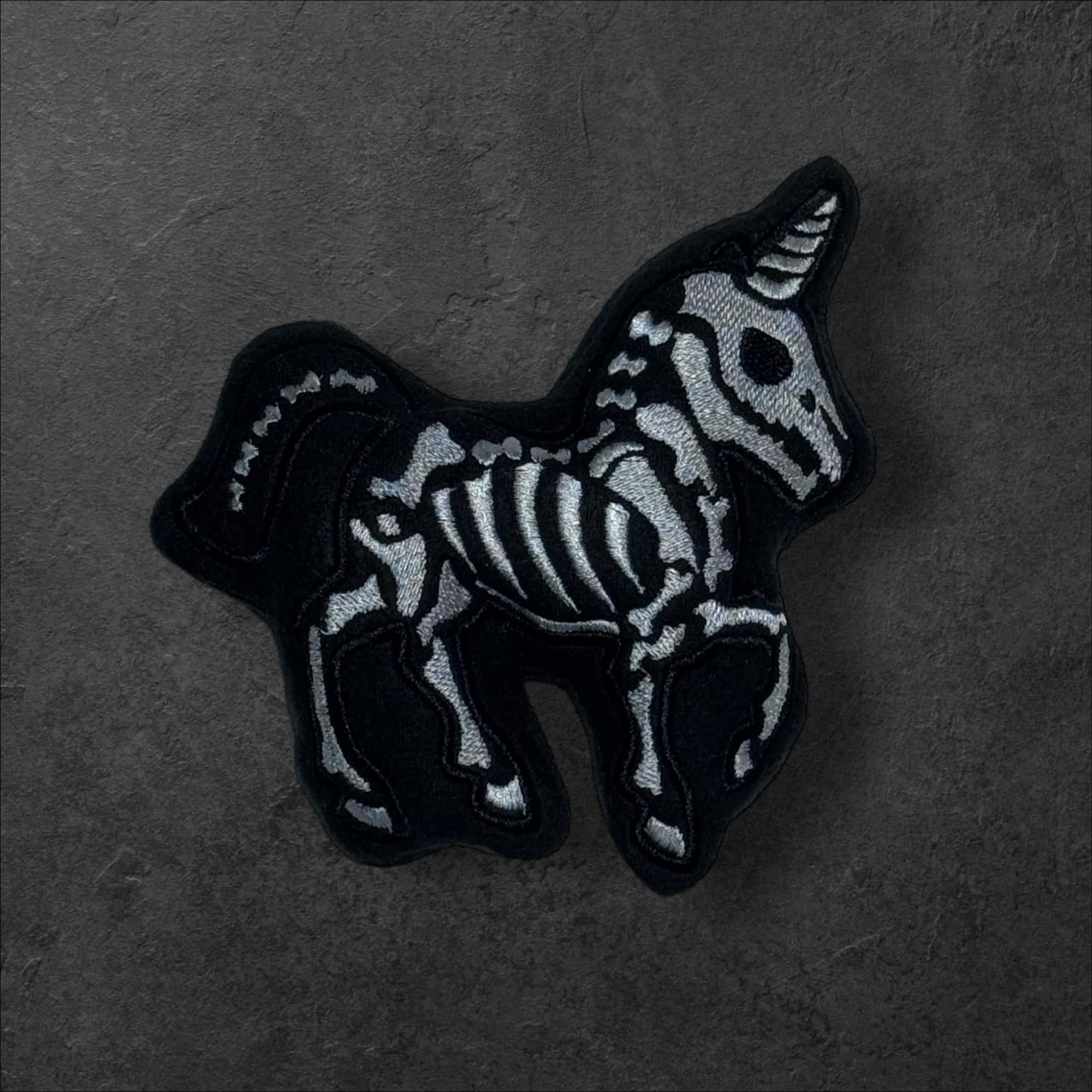 Skelecorn Skeleton Unicorn Stuffie ITH machine embroidery design