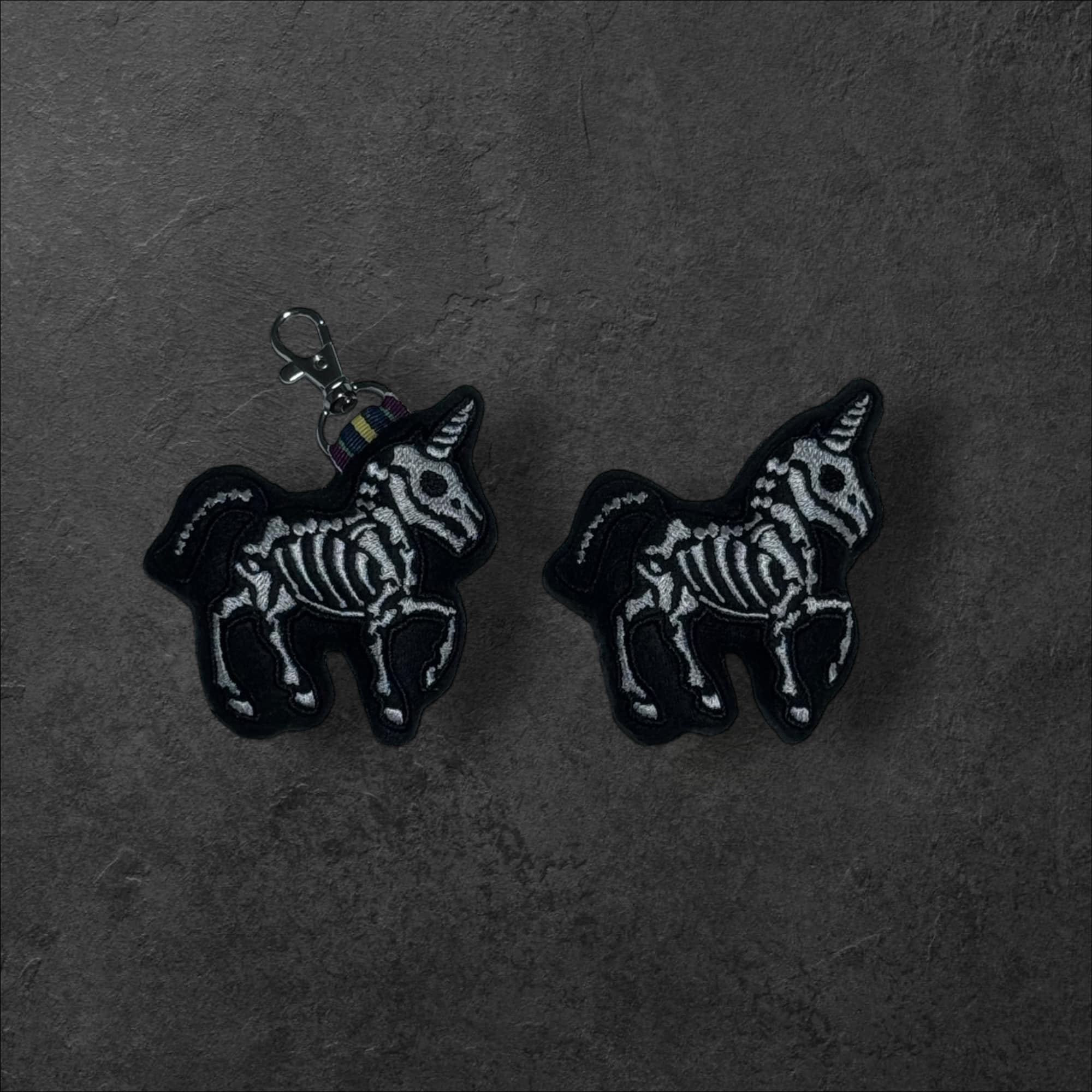 Skelecorn Skeleton Unicorn Stuffie ITH machine embroidery design