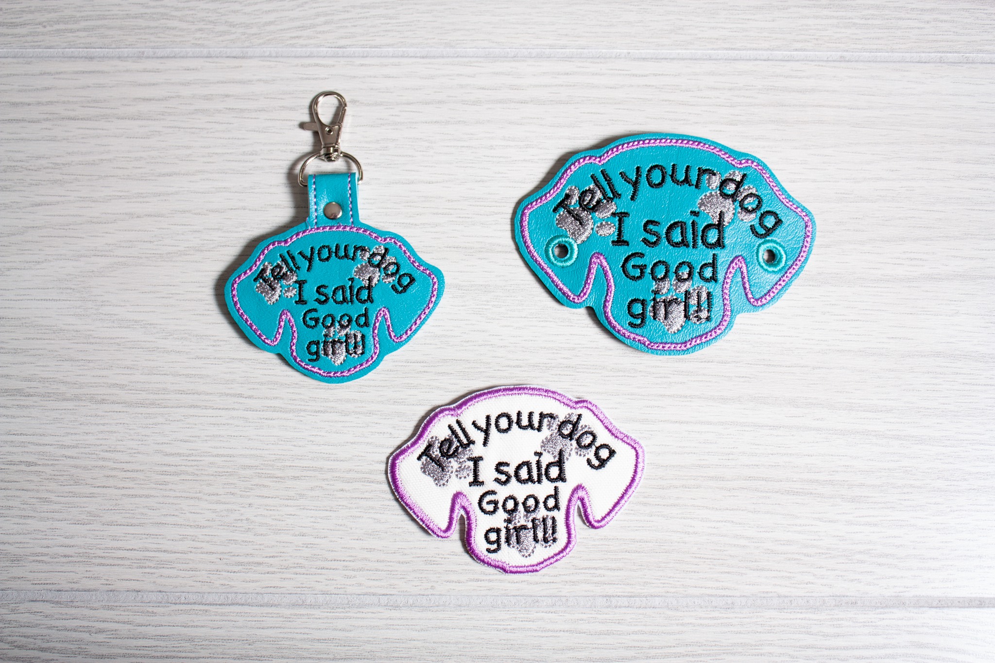 Tell Your Dog Good Girl bun cover ITH machine embroidery design