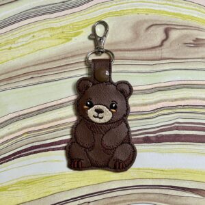 Chibi Brown Bear fob ITH machine embroidery design