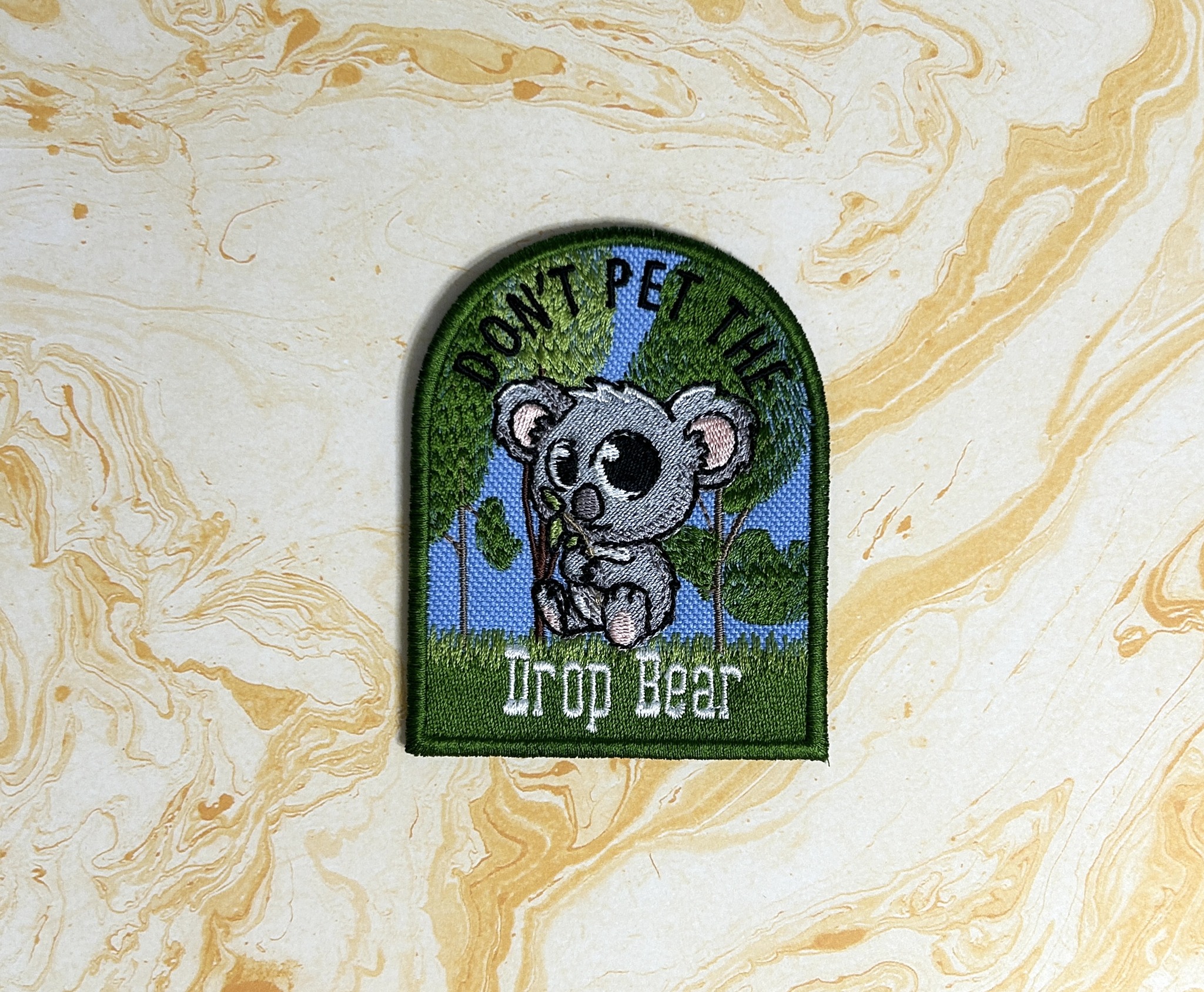 Dont Pet the Drop Bear patch ITH machine embroidery design