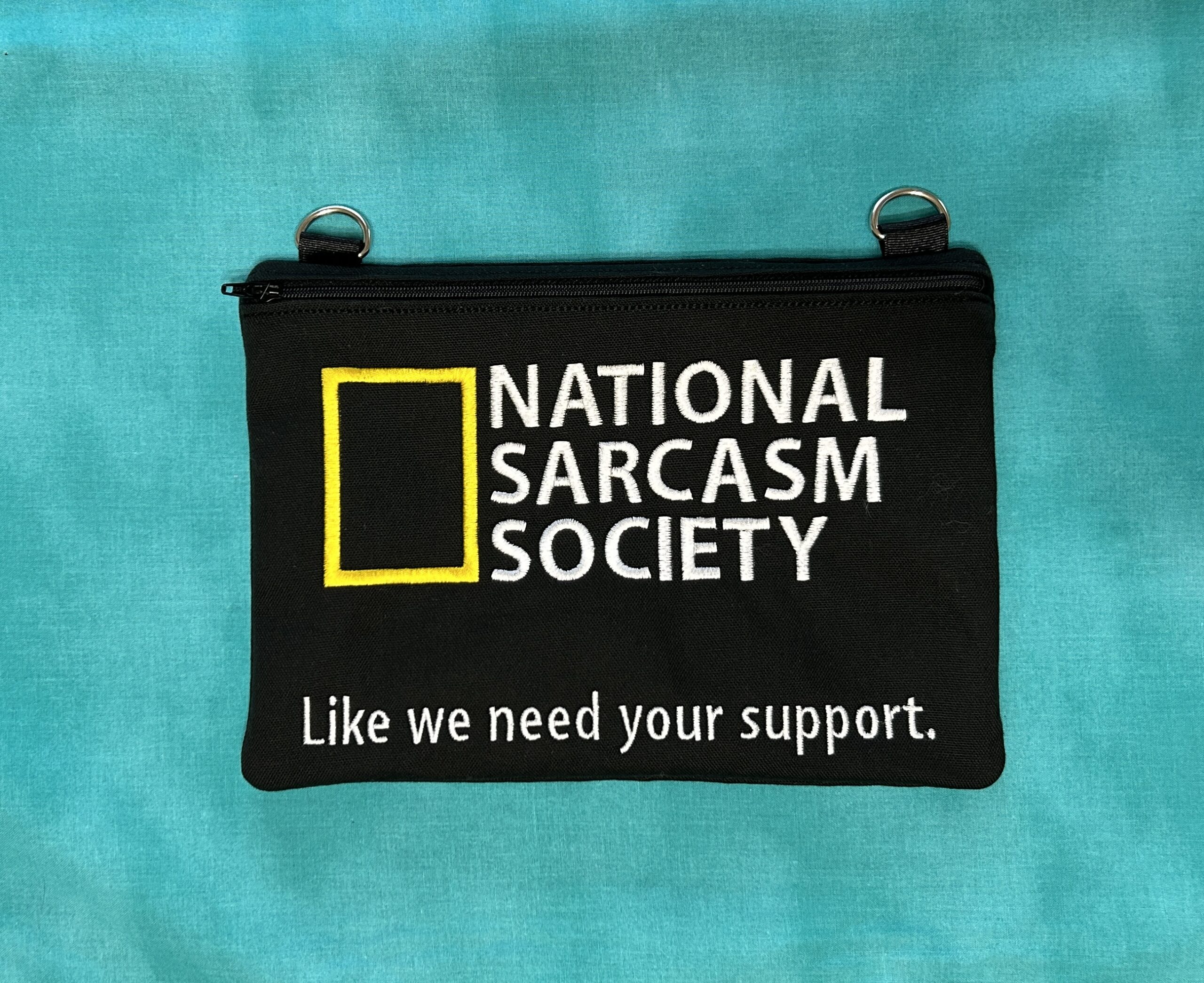 National Sarcasm Society Zip Bag ITH machine embroidery design
