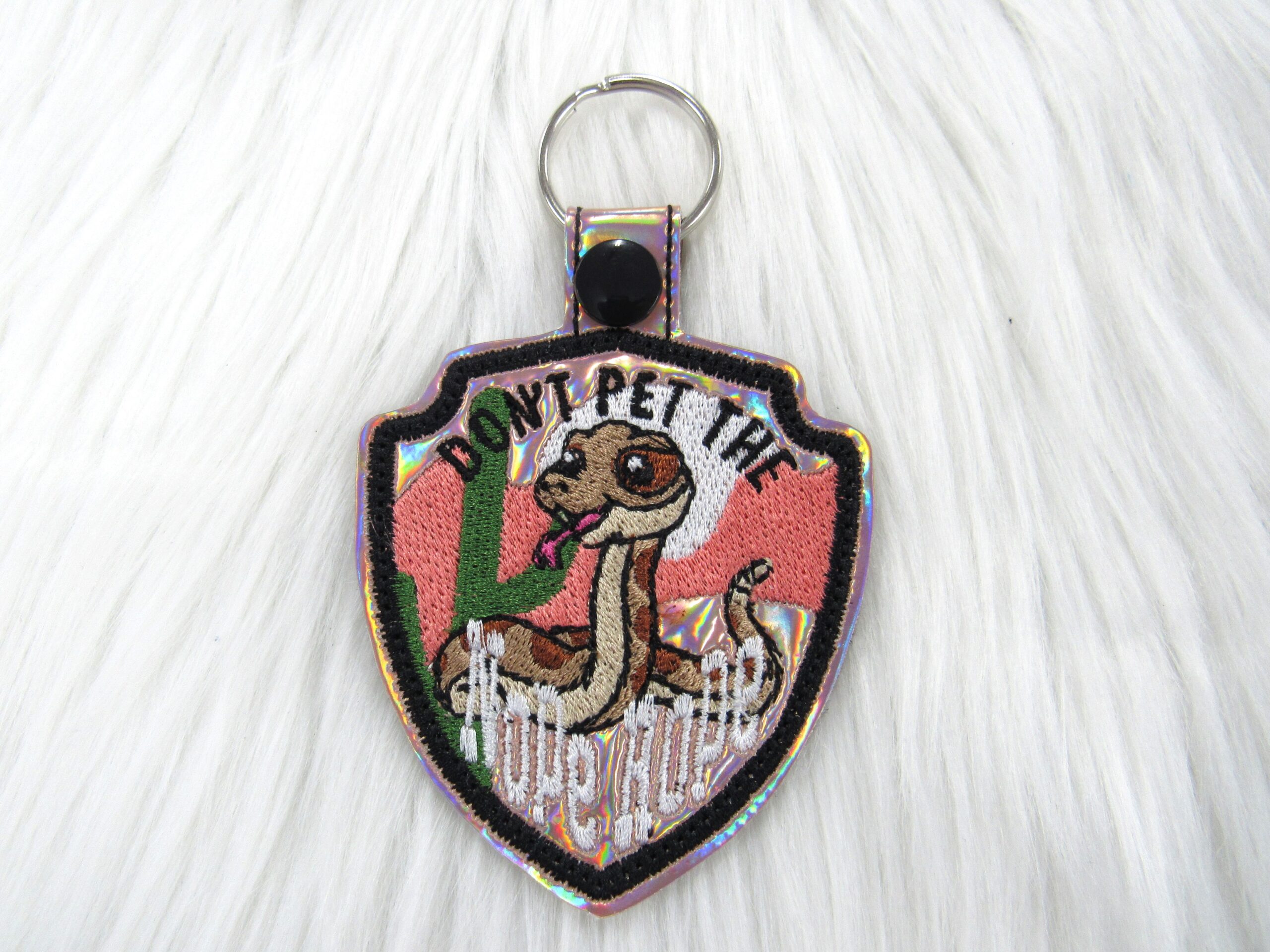 Don't Pet the Nope Rope fob ITH machine embroidery design