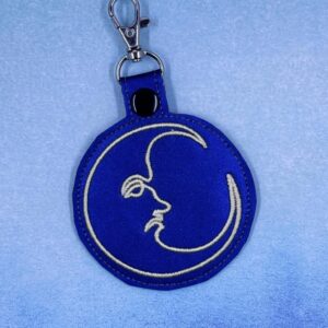 Continuous Line Moon Fob ITH machine embroidery design