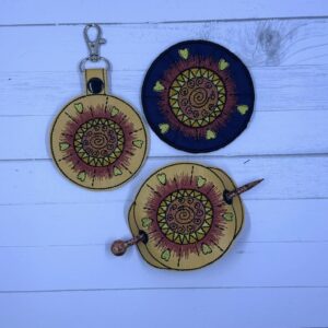 Primitive Sun bun cover fob patch ITH Machine Embroidery Design