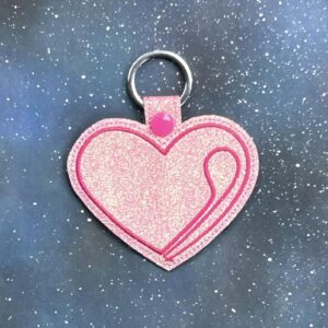Continuous Line Heart Fob ITH Machine Embroidery Design