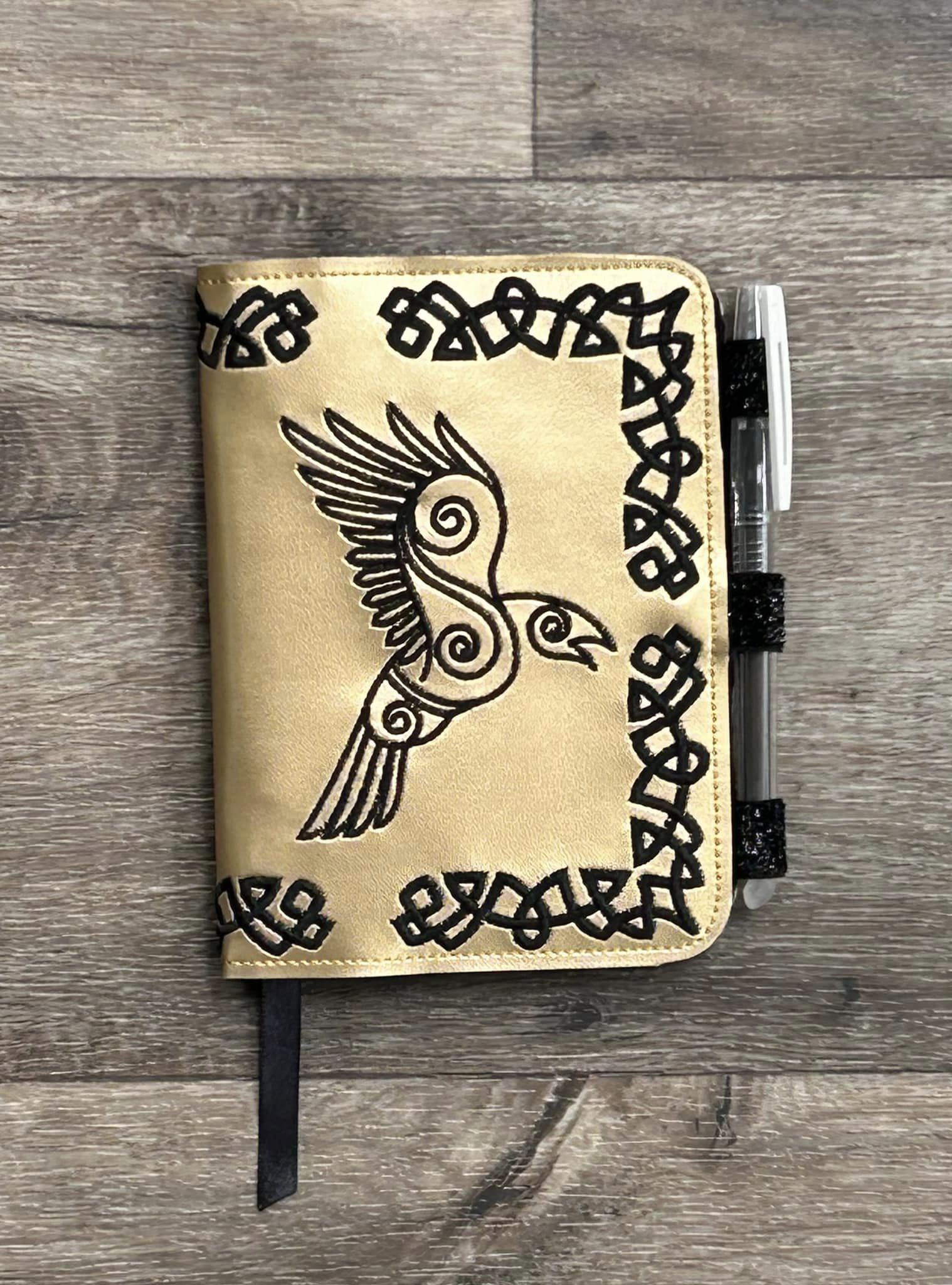 Cletic Crow Notebook cover ITH machine embroidery design