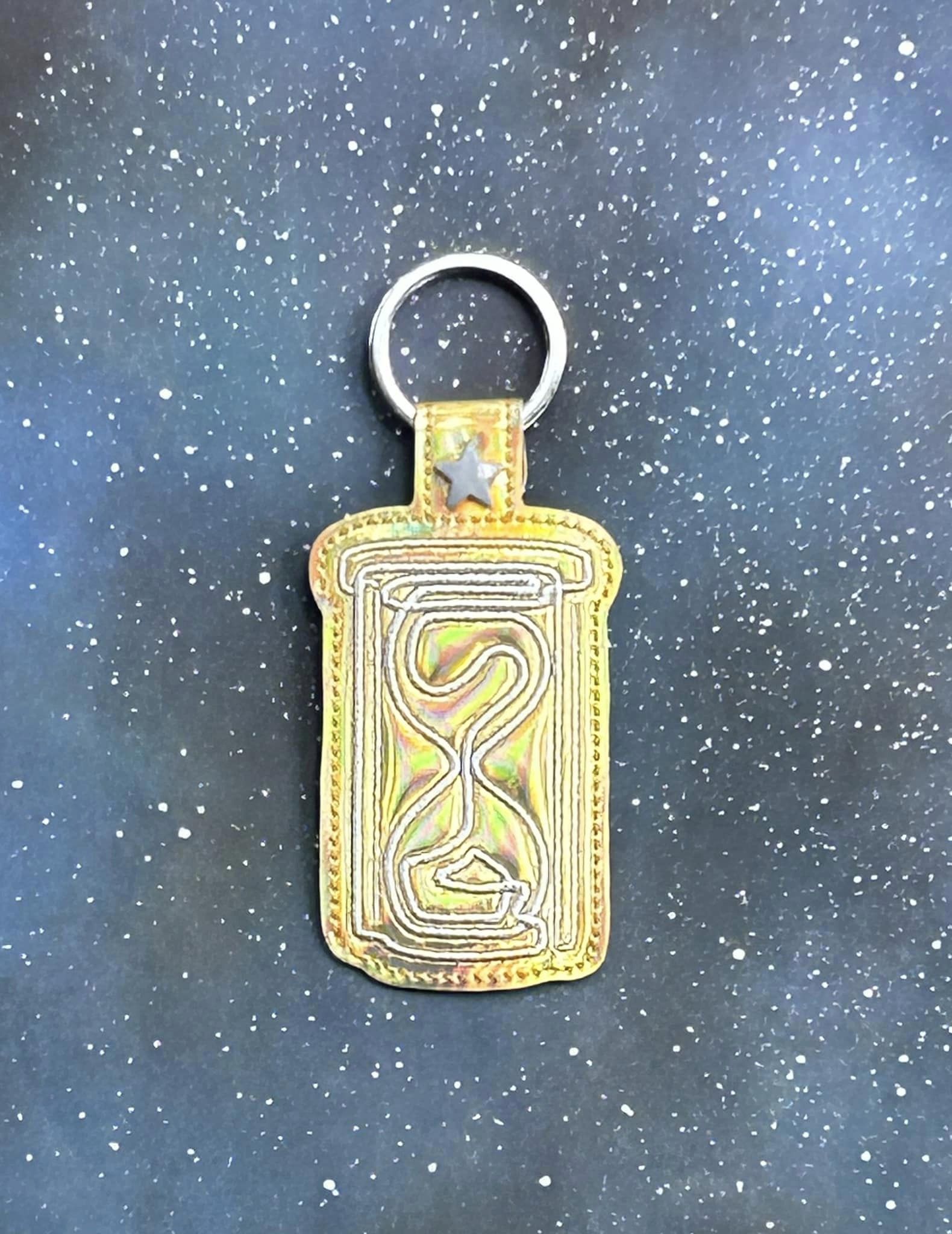 Continuous Line Hourglass Fob ITH Machine Embroidery Design