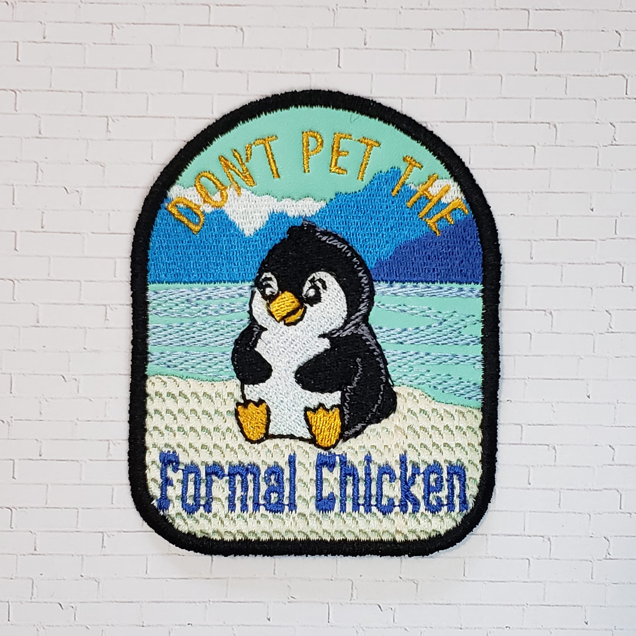 Don't Pet the Formal Chicken patch ITH machine embroidery design