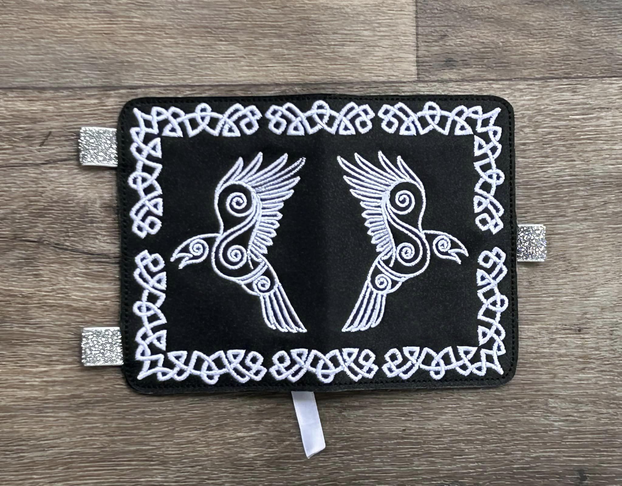 Cletic Crow Notebook cover ITH machine embroidery design