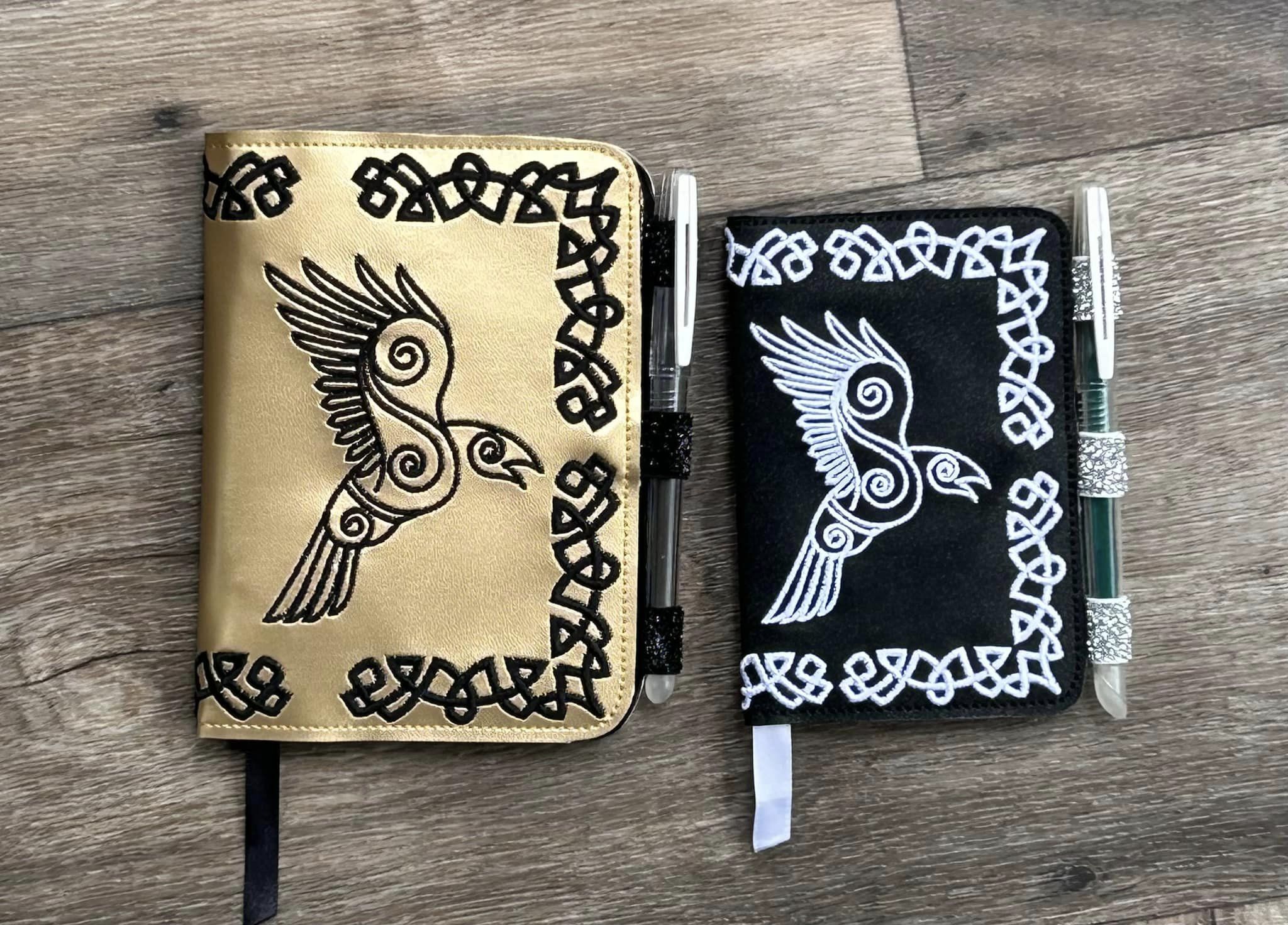 Cletic Crow Notebook cover ITH machine embroidery design