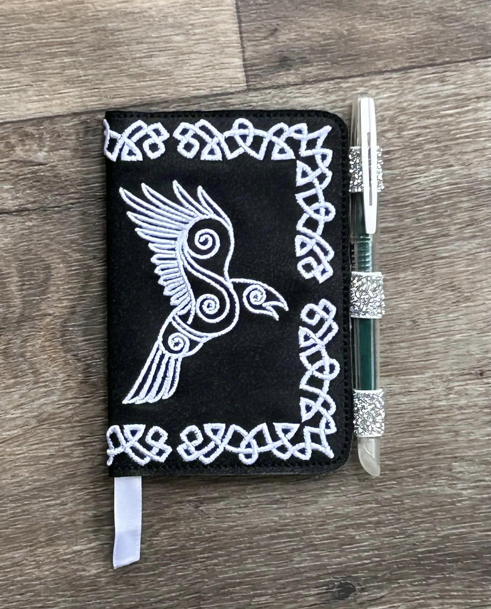 Cletic Crow Notebook cover ITH machine embroidery design