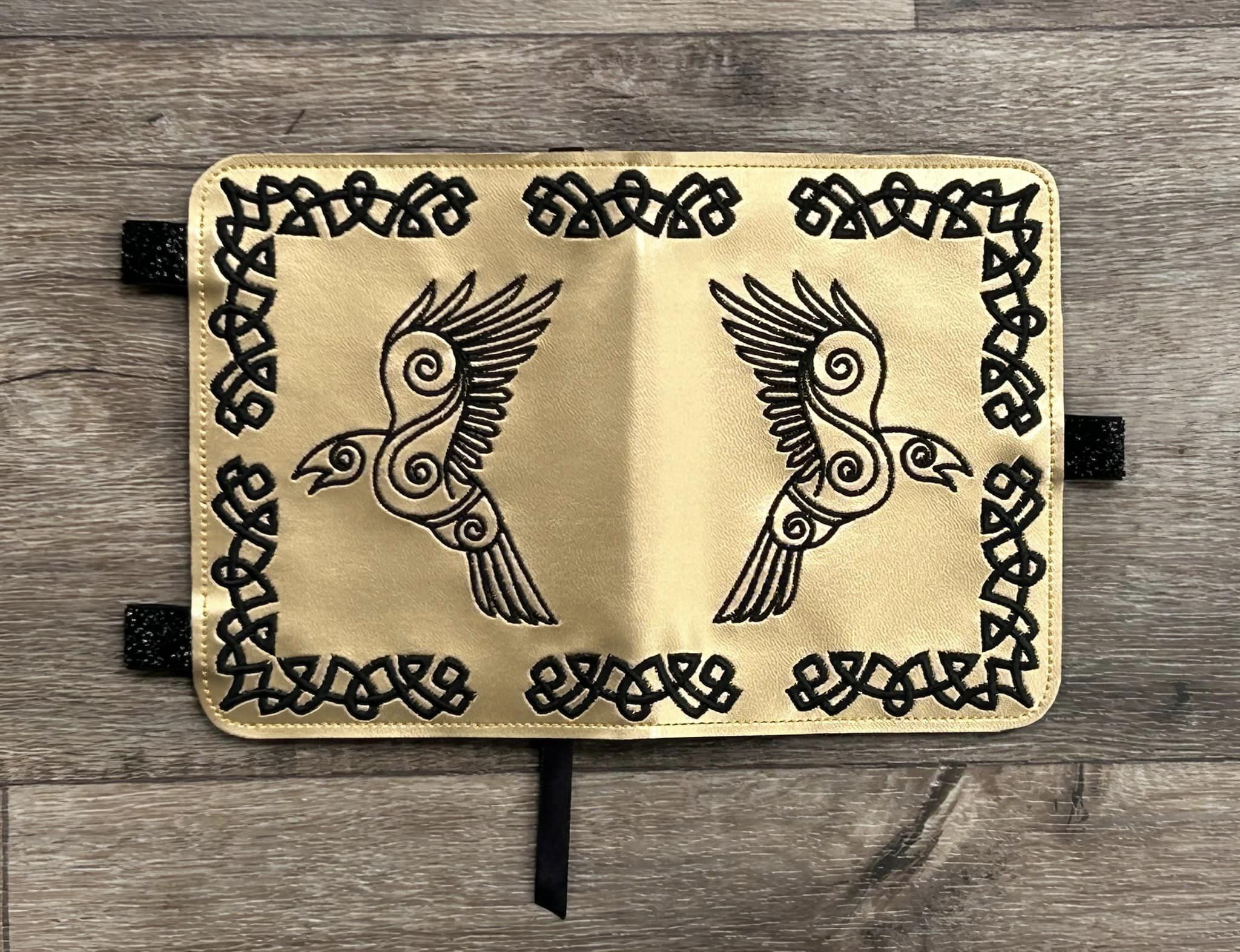 Cletic Crow Notebook cover ITH machine embroidery design