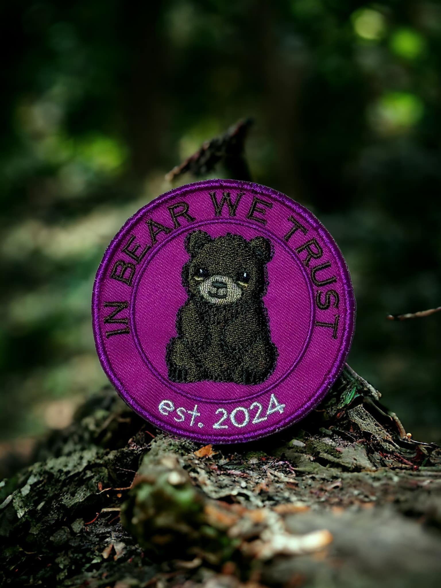 In Bear We Trust Est.2024 patch ITH Machine Embroidery Design