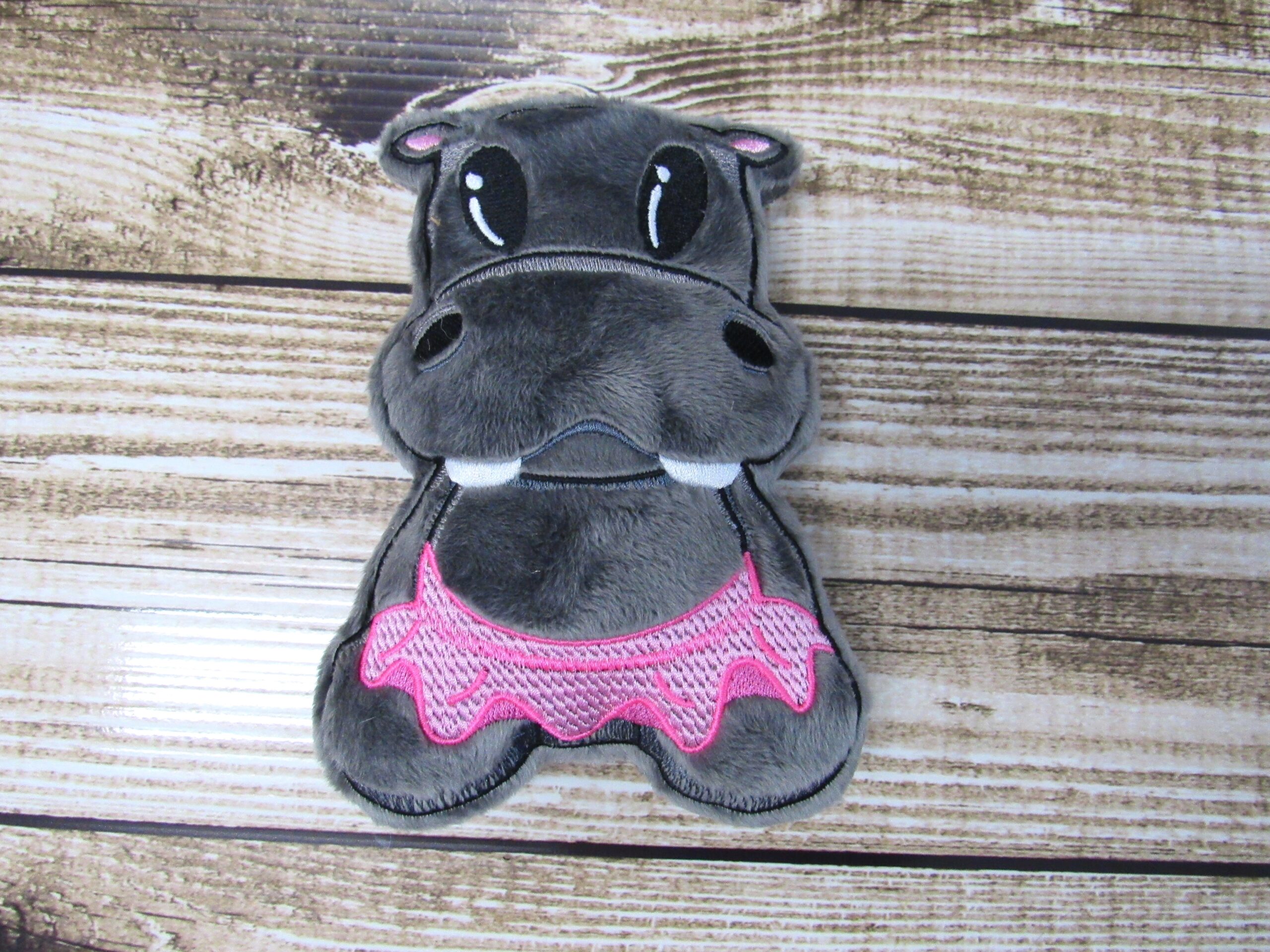Chibi Hippopotamus Tutu Stuffie ITH machine embroidery design