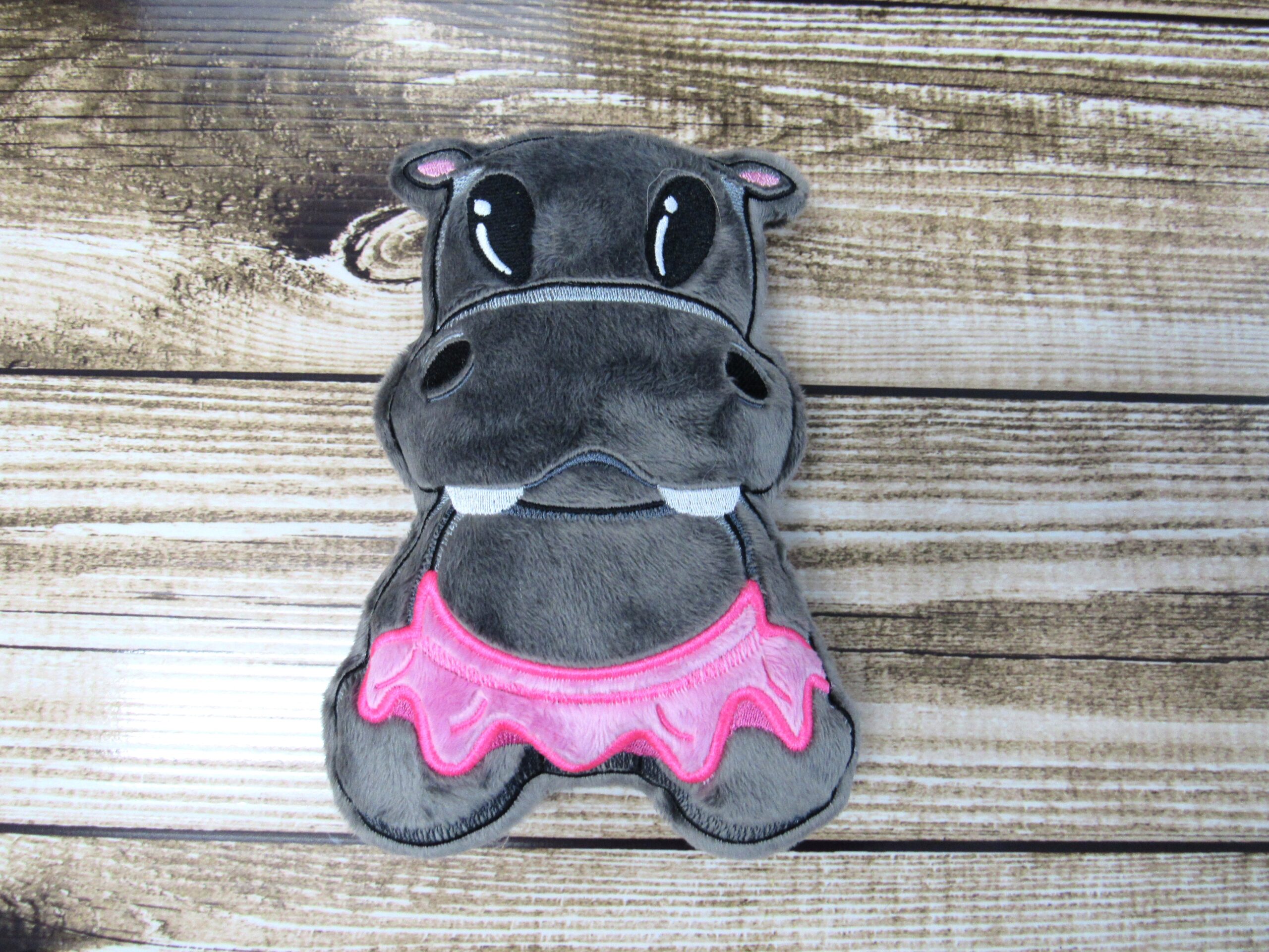 Chibi Hippopotamus Tutu Stuffie ITH machine embroidery design