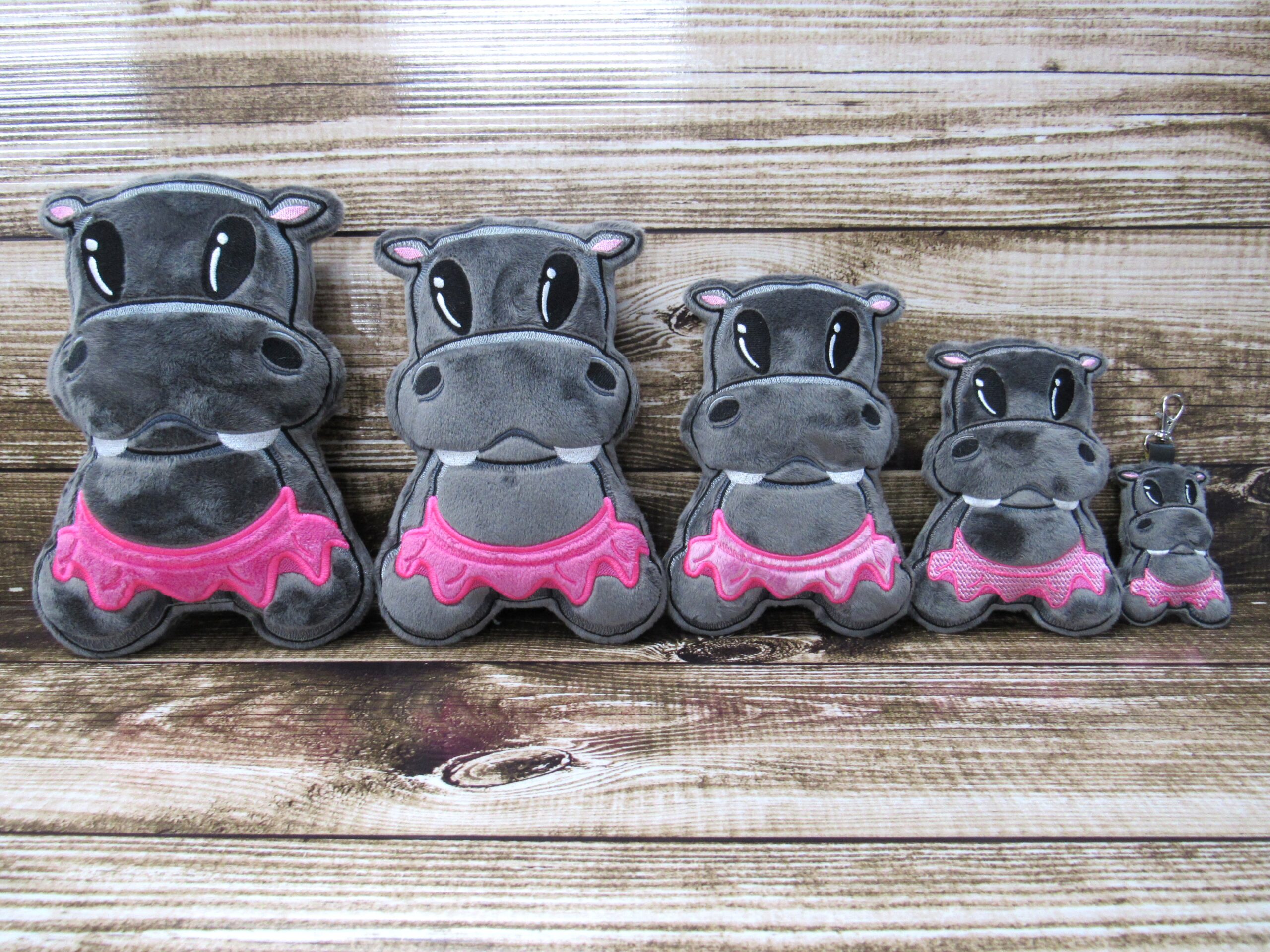 Chibi Hippopotamus Tutu Stuffie ITH machine embroidery design