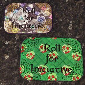 Roll For Initiative ITH Mug Rug machine embroidery design
