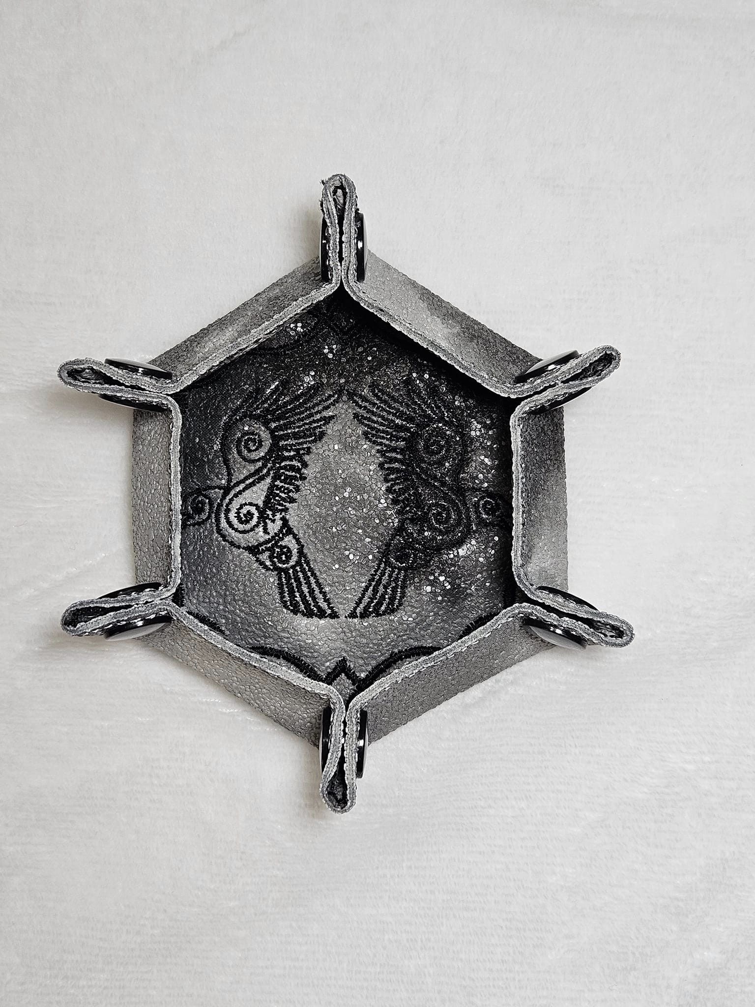 Celtic Crow ITH dice tray machine embroidery design