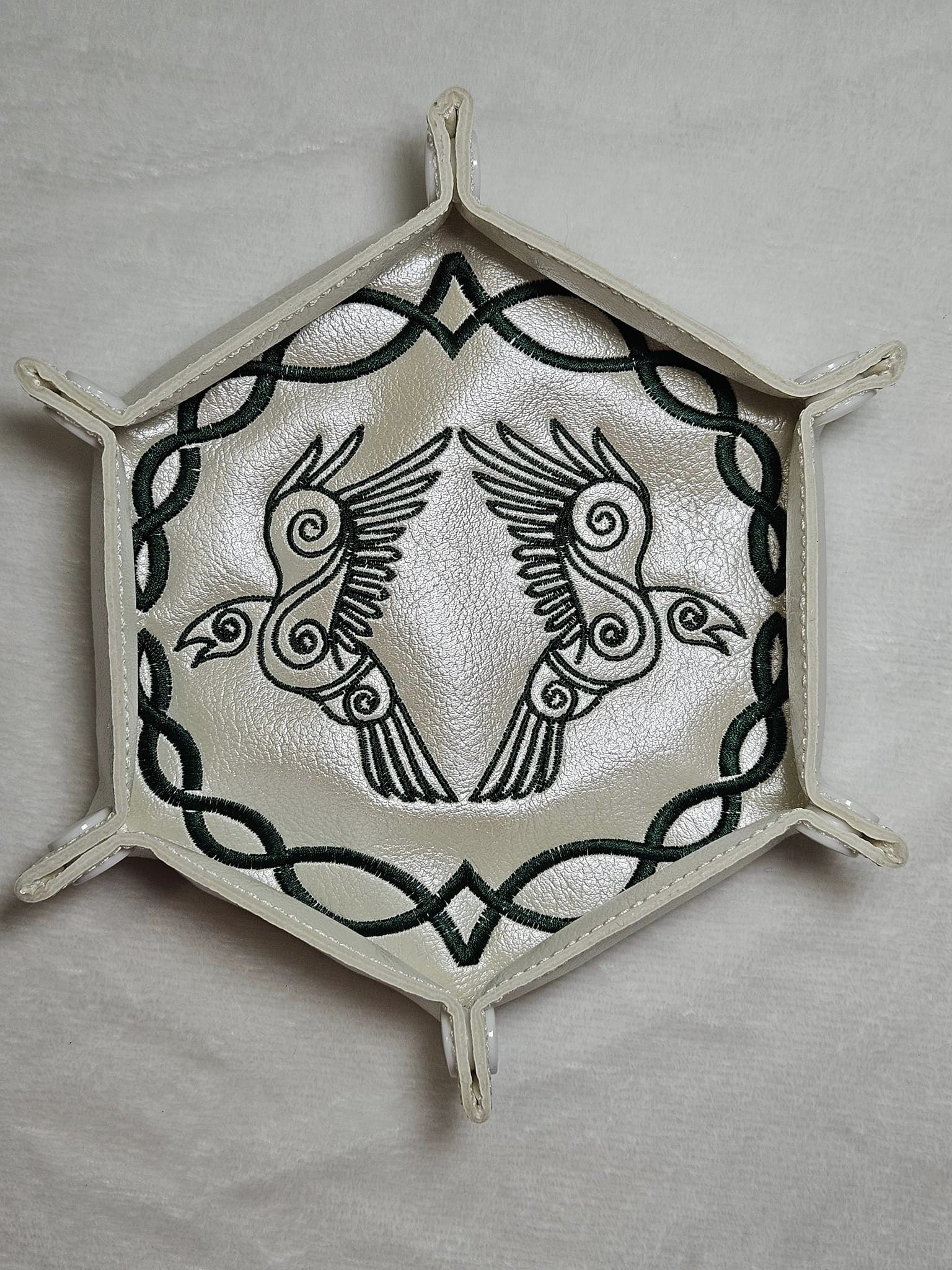 Celtic Crow ITH dice tray machine embroidery design