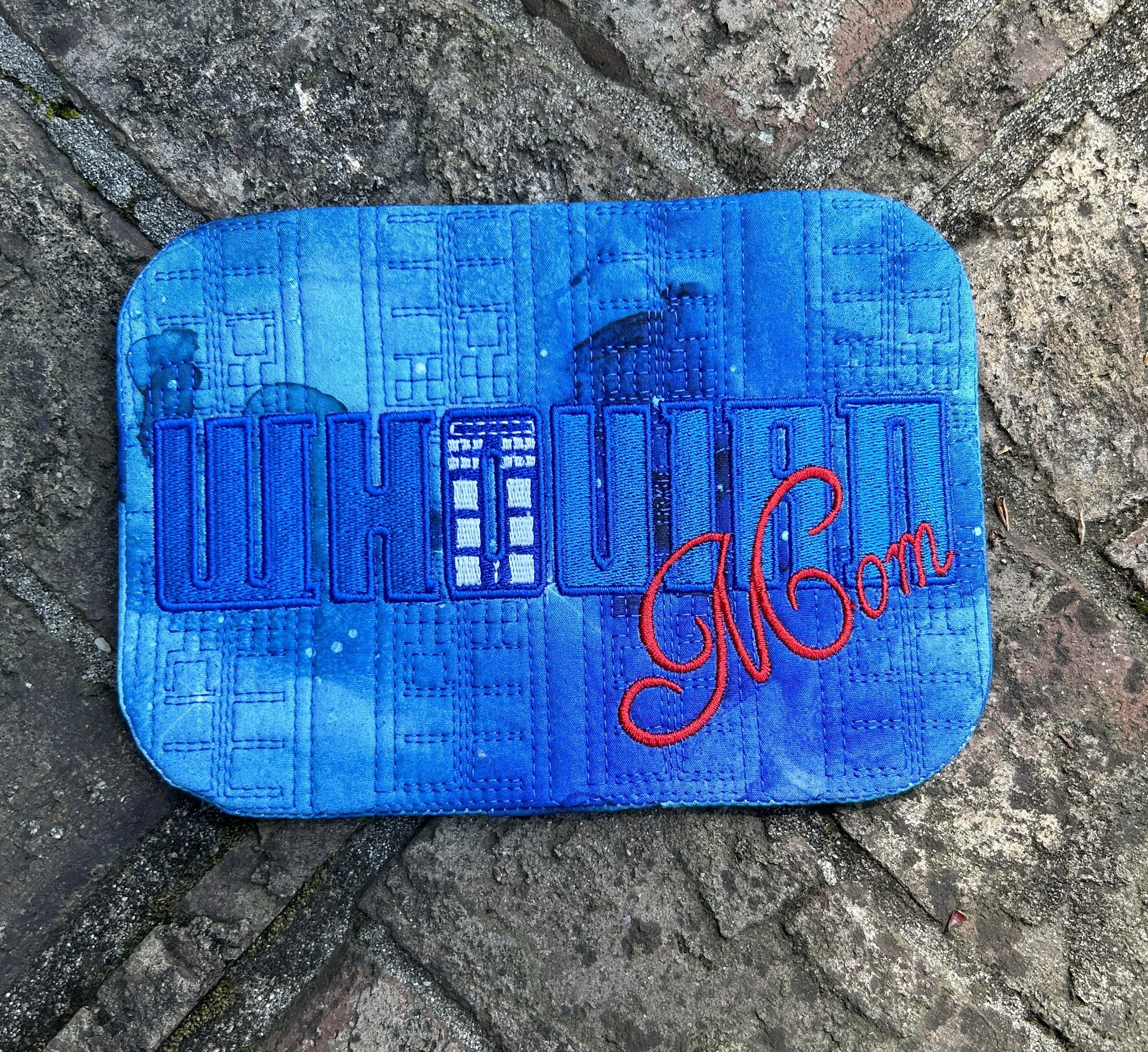 Whovian Mom ITH Mug rug machine embroidery design