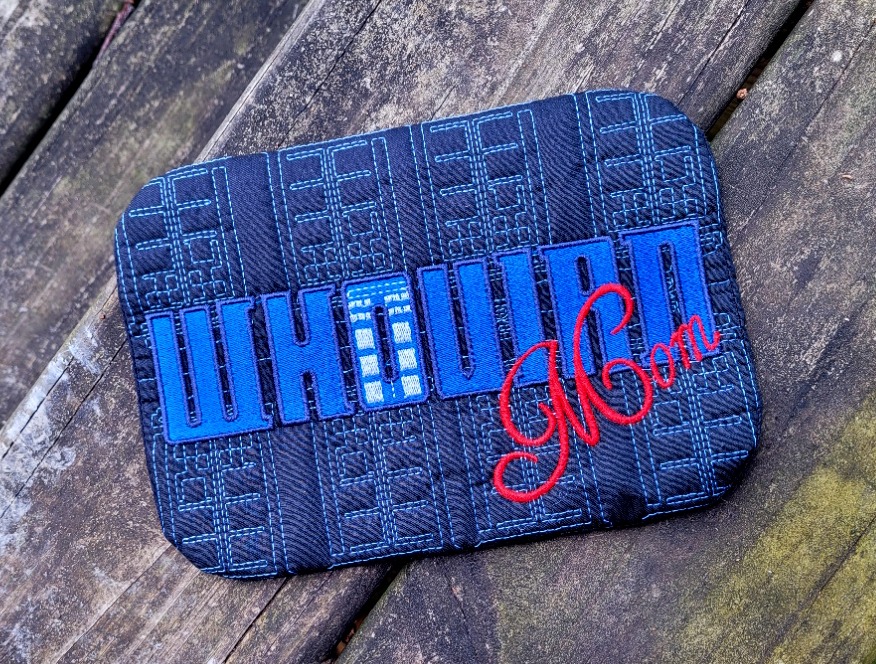 Whovian Mom ITH Mug rug machine embroidery design