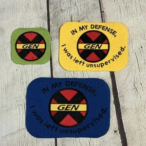 Gen X Left Unsupervised ITH Mug Rug machine embroidery design