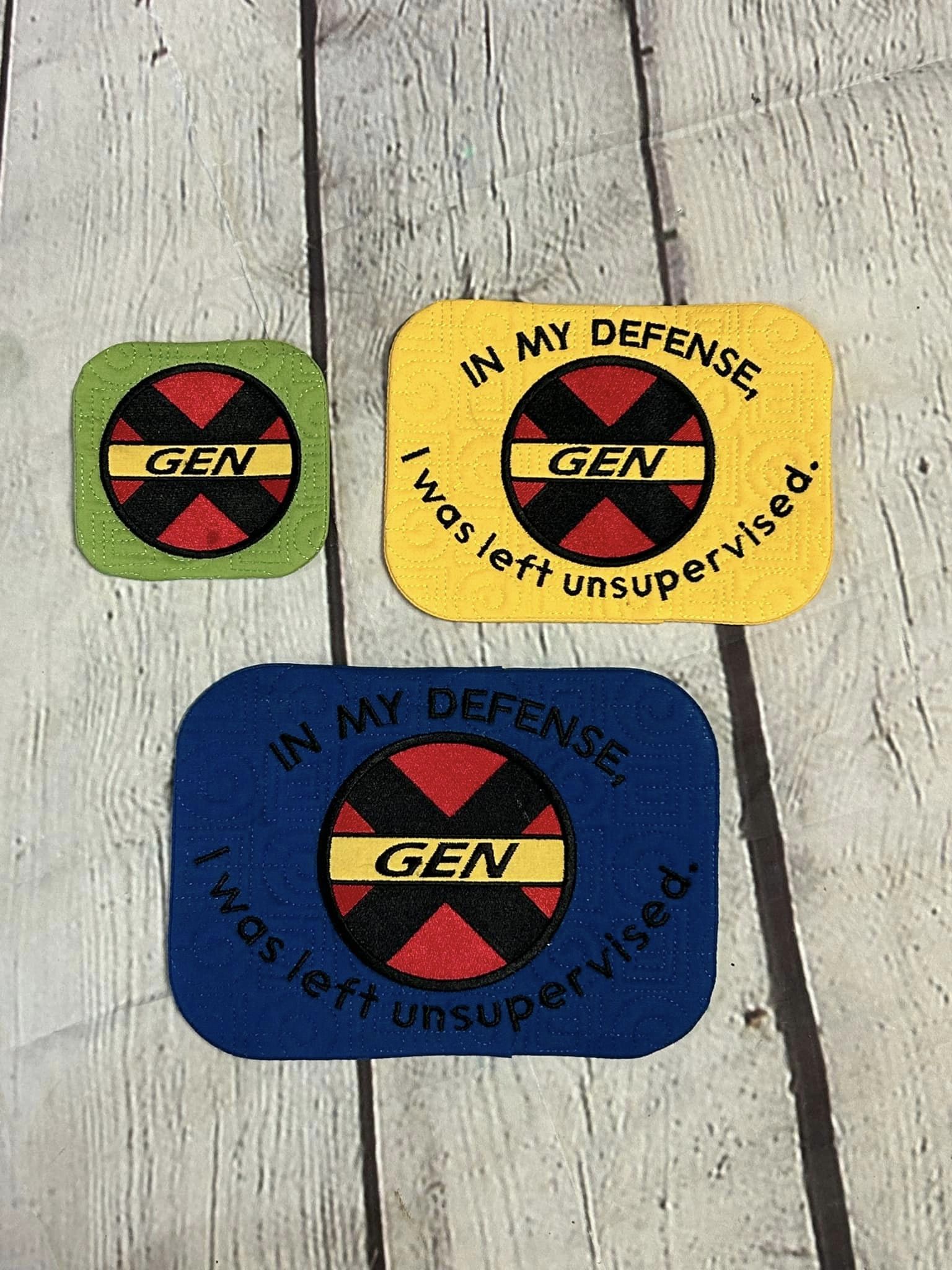 Gen X Left Unsupervised ITH Mug Rug machine embroidery design