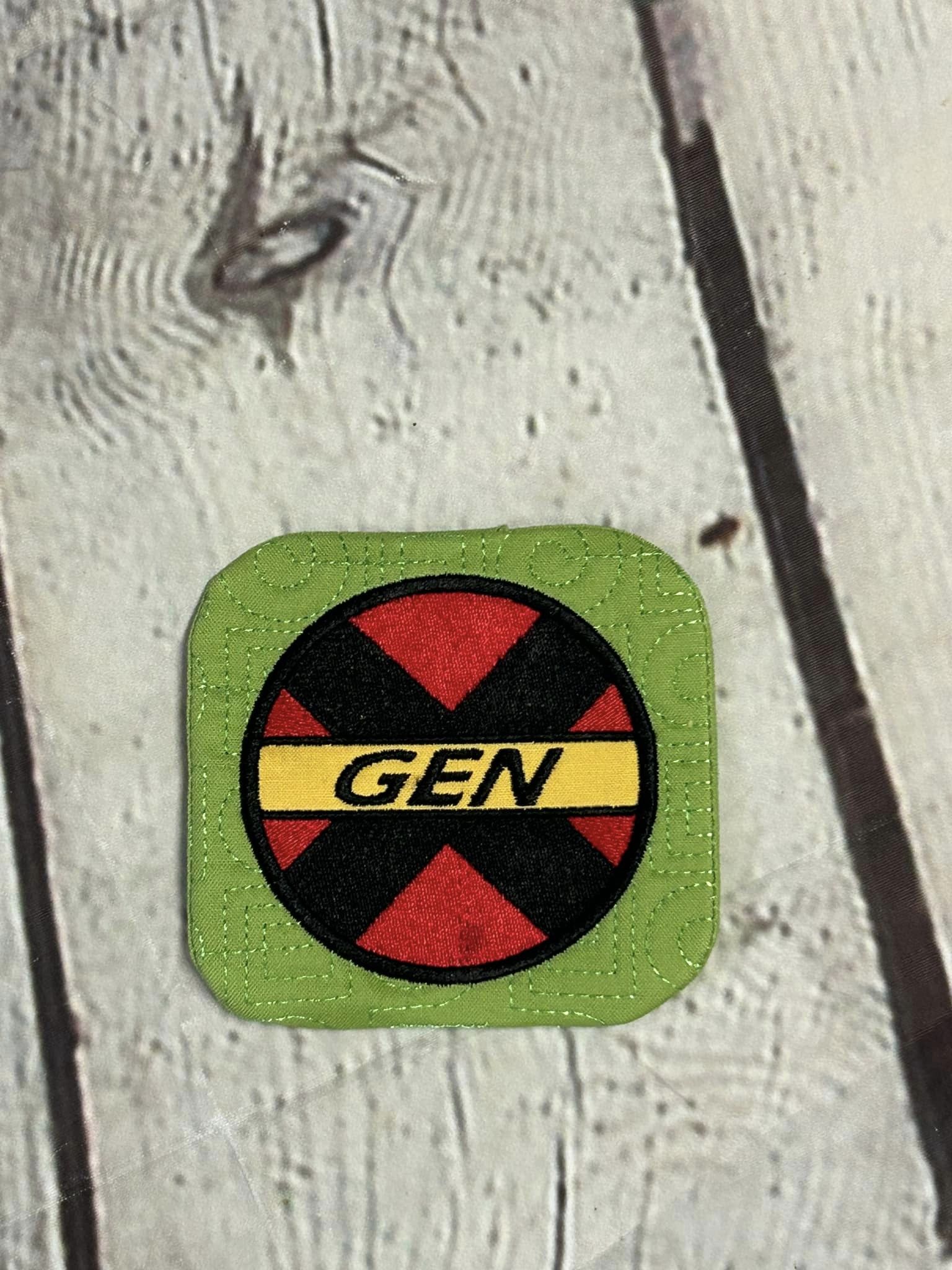 Gen X Left Unsupervised ITH Mug Rug machine embroidery design