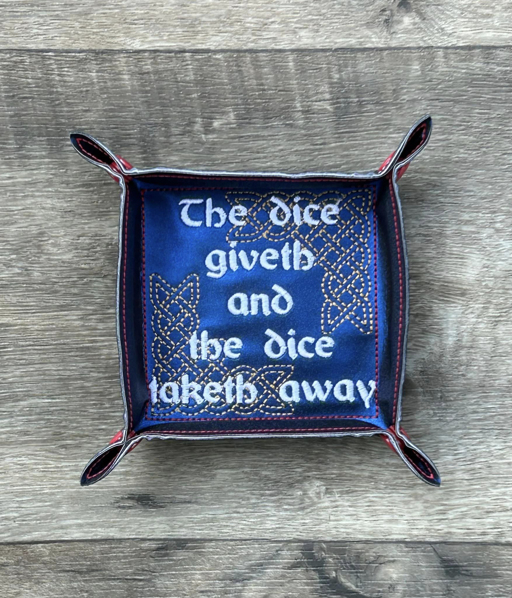 Things Tabletop Players Know ITH Dice tray machine embroidery design
