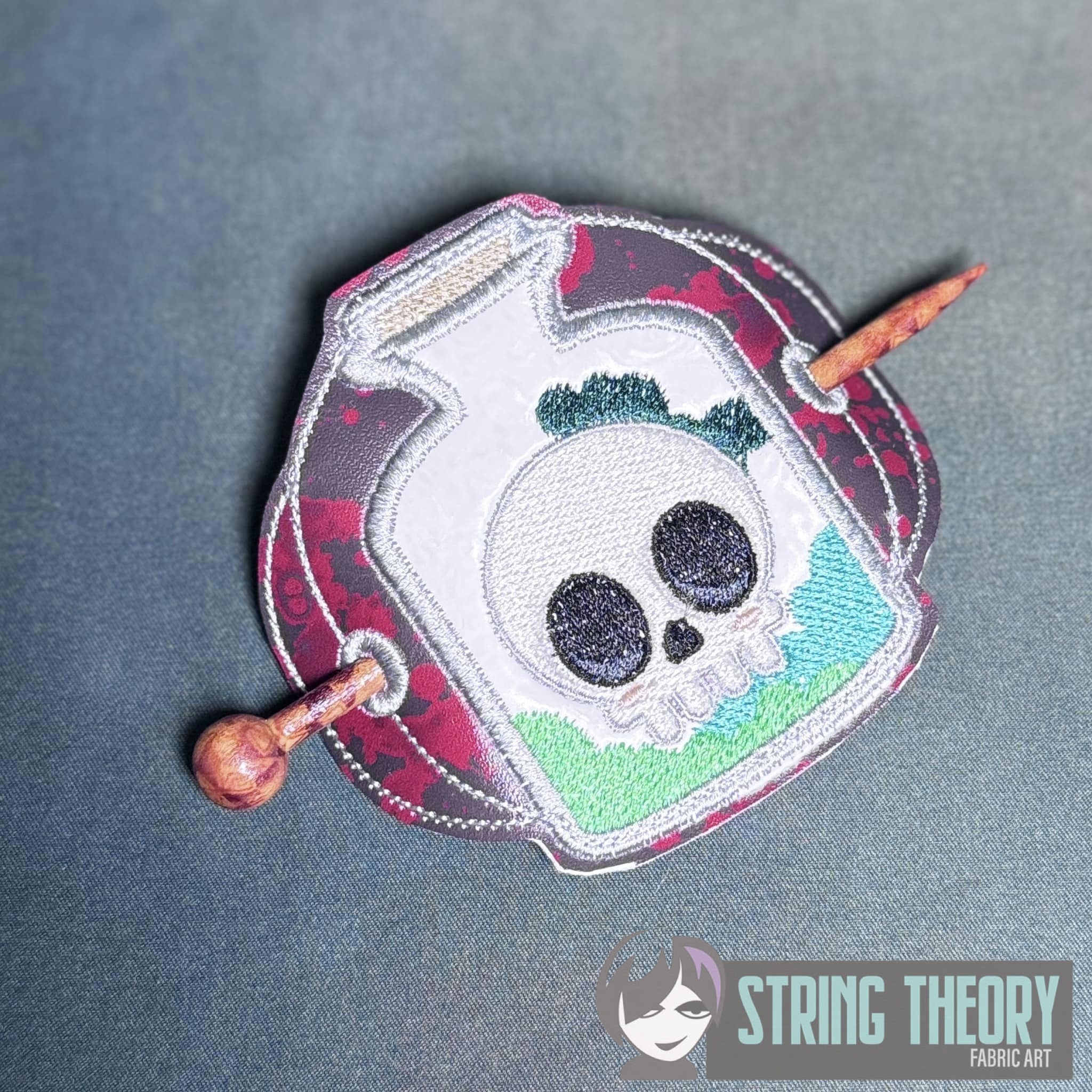 Chibi Skull Potion ITH bun cover machine embroidery design