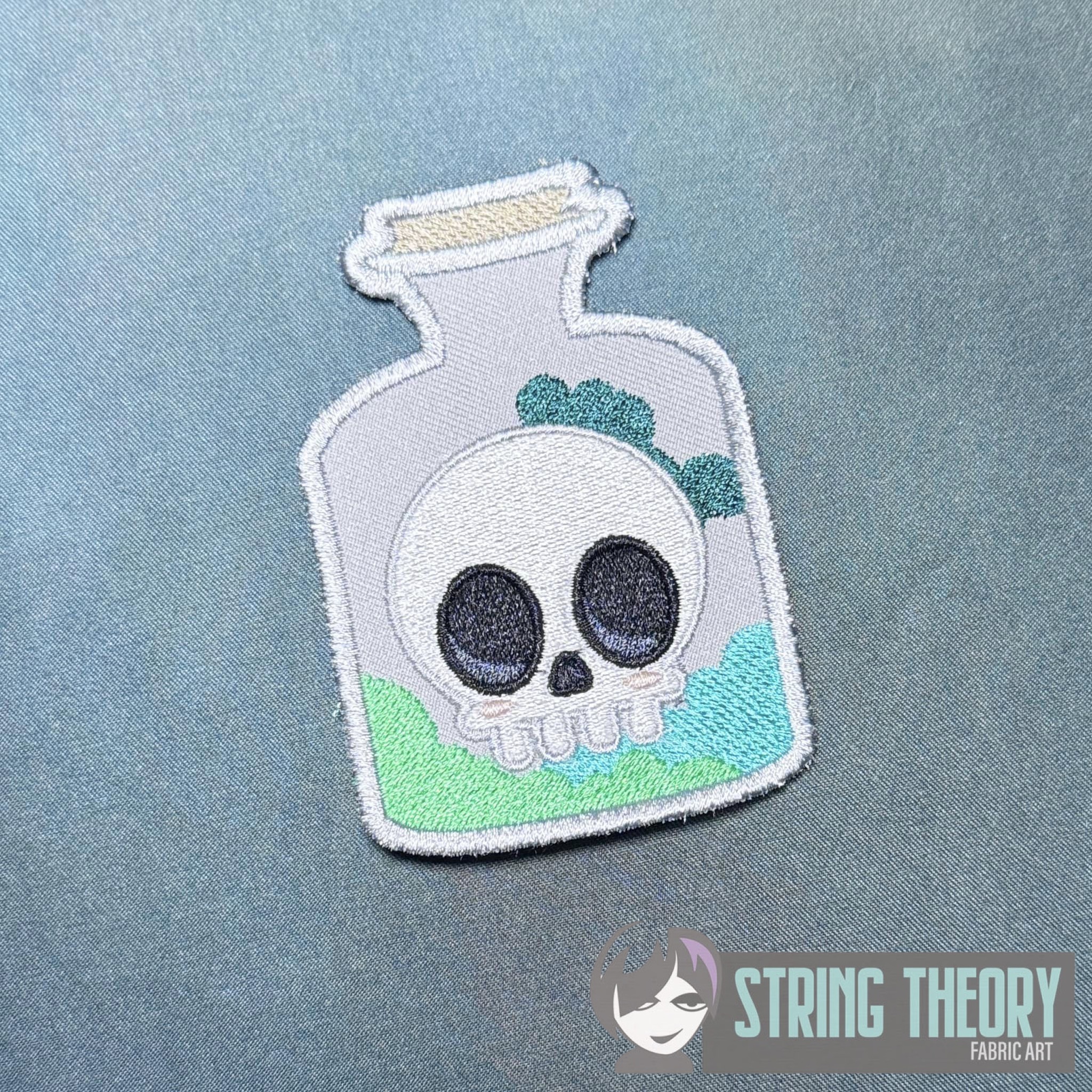 Chibi Skull Potion ITH patch machine embroidery design