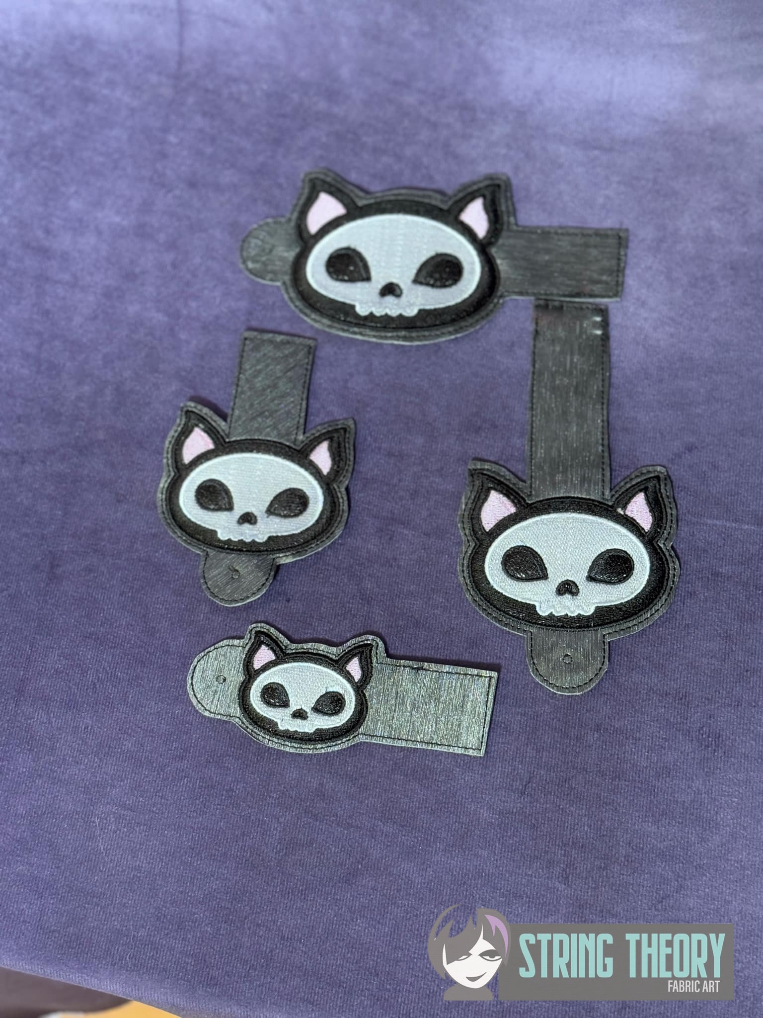 Chibi Skeleton Cat ITH wallet tab machine embroidery design